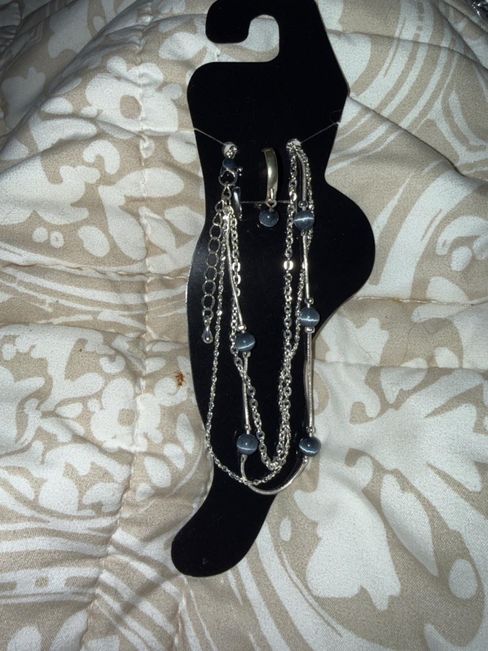 Silver Multi-Strand Beaded Anklet NWT